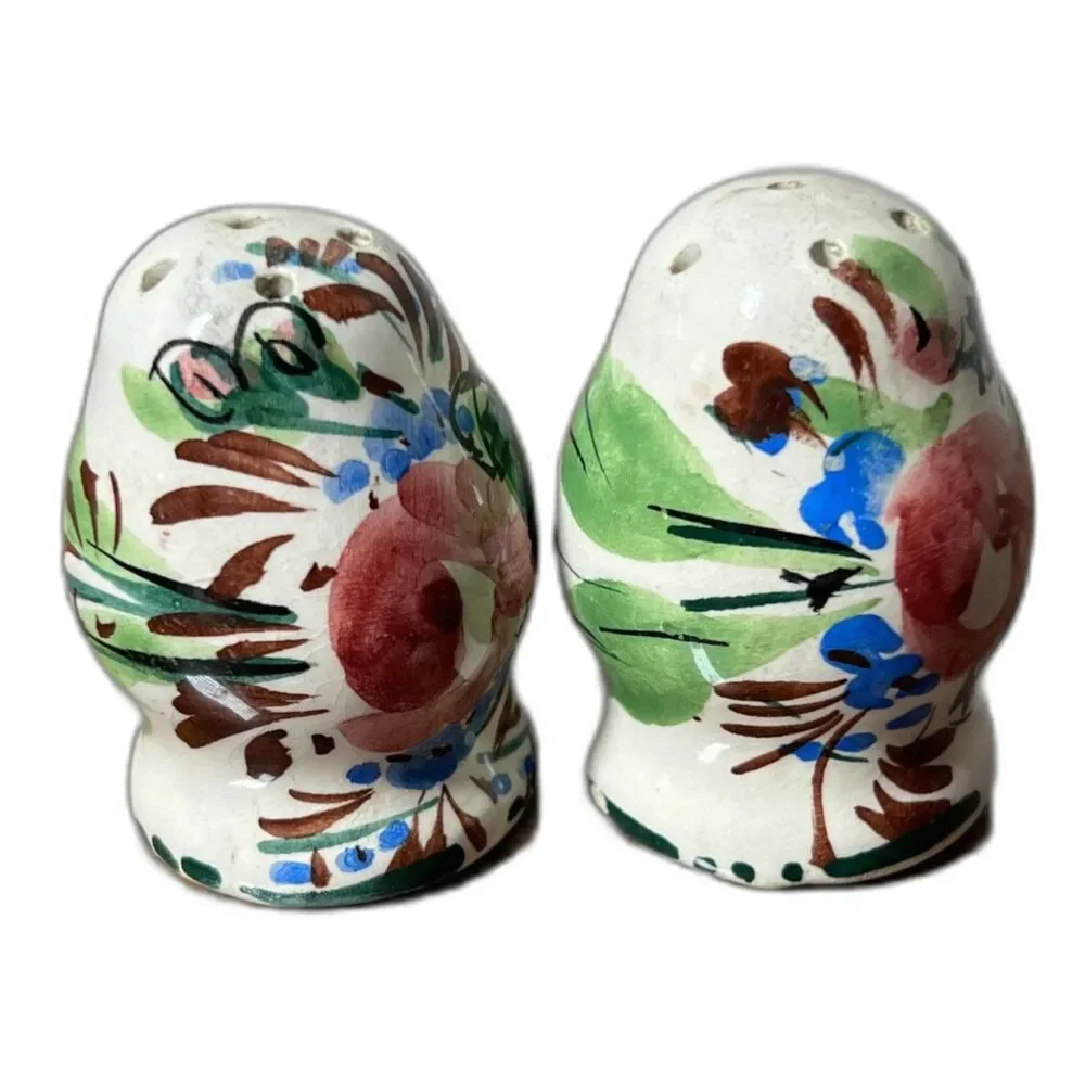 Vintage Nove Italy Hand Painted Salt Pepper Shakers Ceramic Italian Design MCM